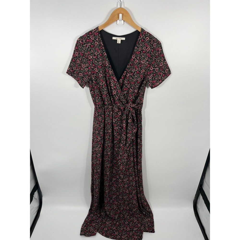 Womens Wrap Top Maxi Dress XS Red Floral Wedding Guest Modest Event Chic Classic
